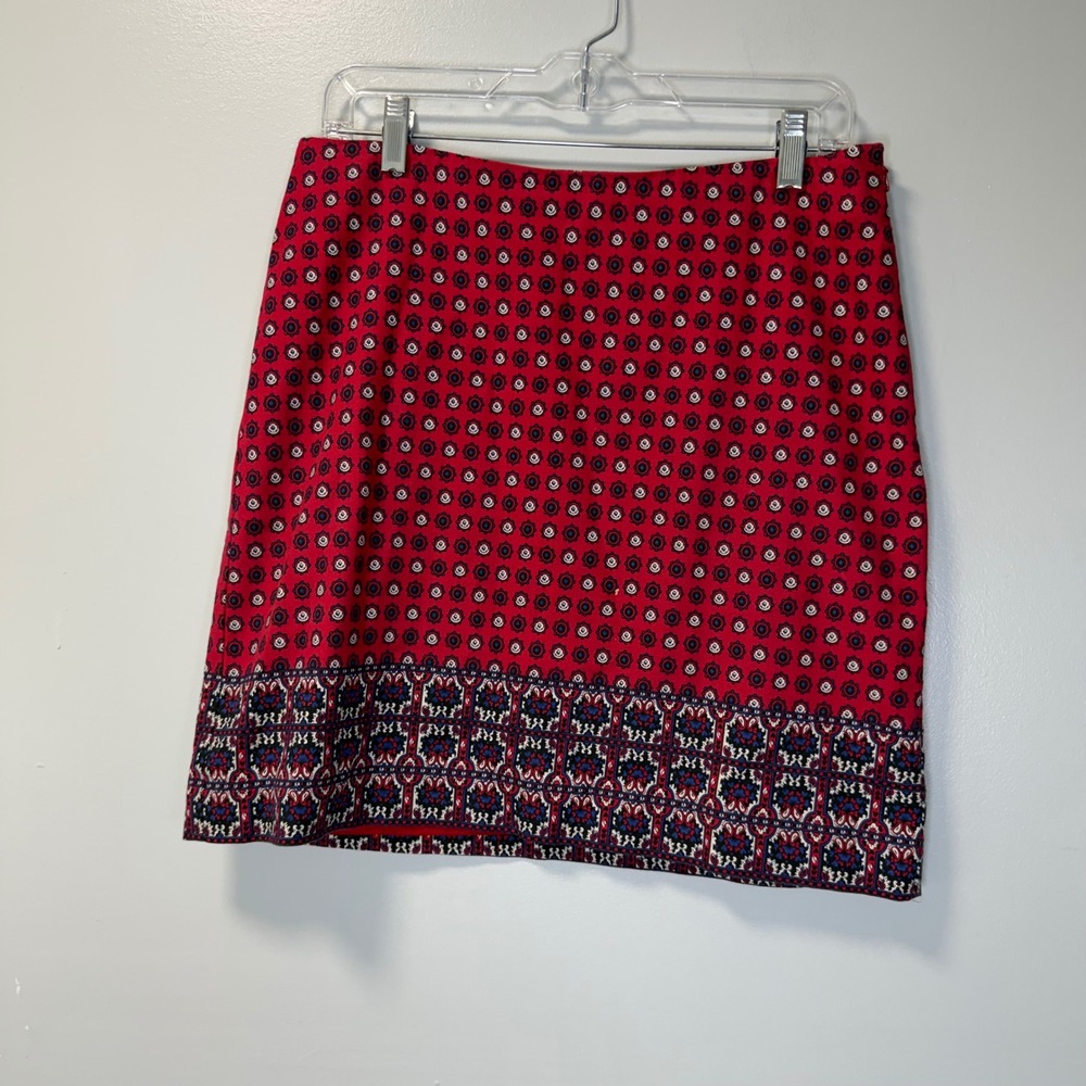 Talbots Petites Red Medallion Geometric Print Mini Skirt Size 8P